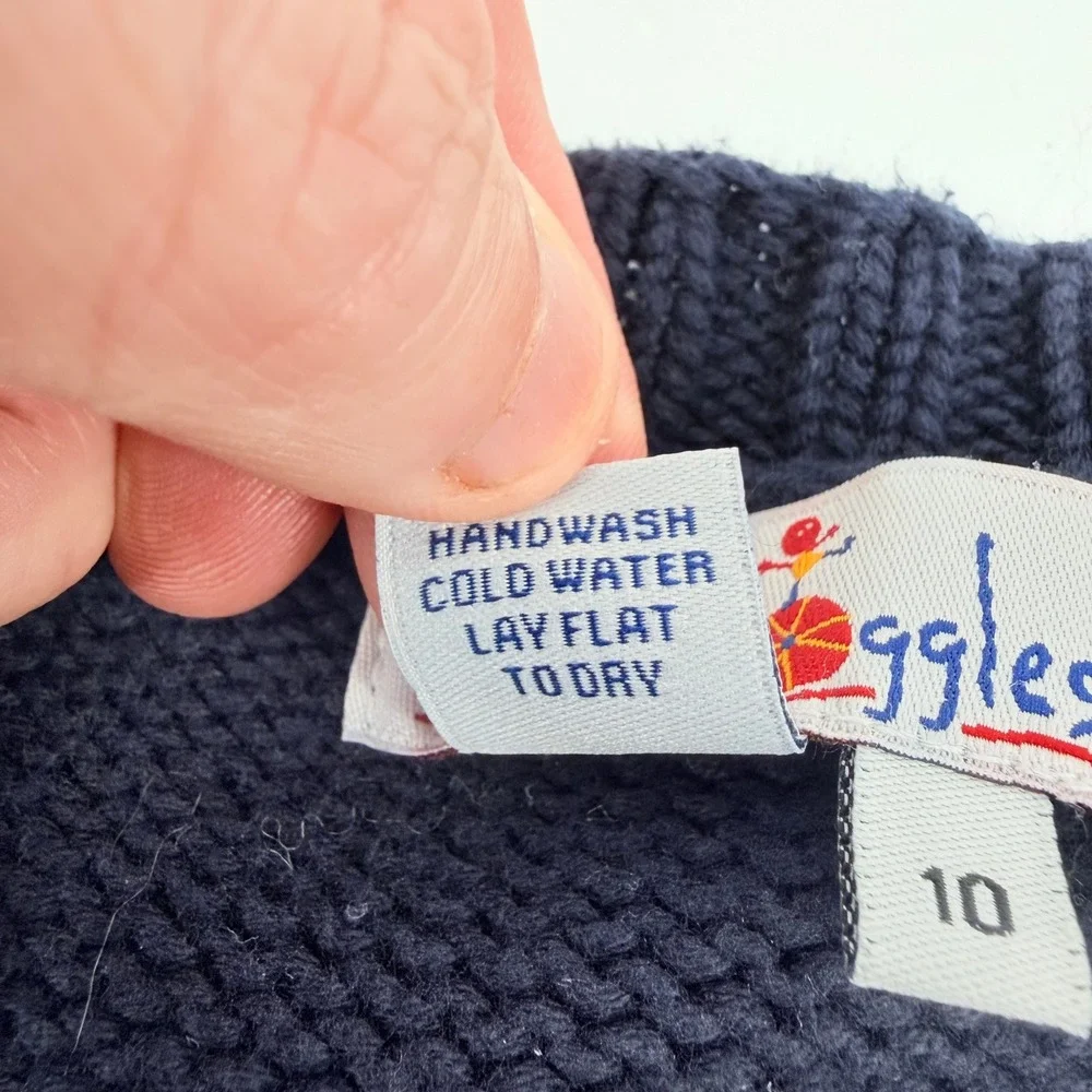 Molly Goggles New York Yankees Handknit Cotton Sweater Navy Blue Women Size 10